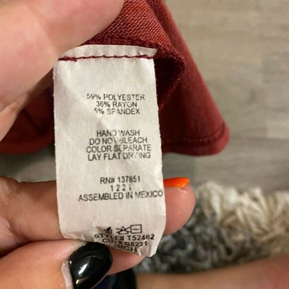 Live In The Moment Womens Burgundy Striped Ruffle Long Sleeve Blouse Top Small - Picture 8 of 8